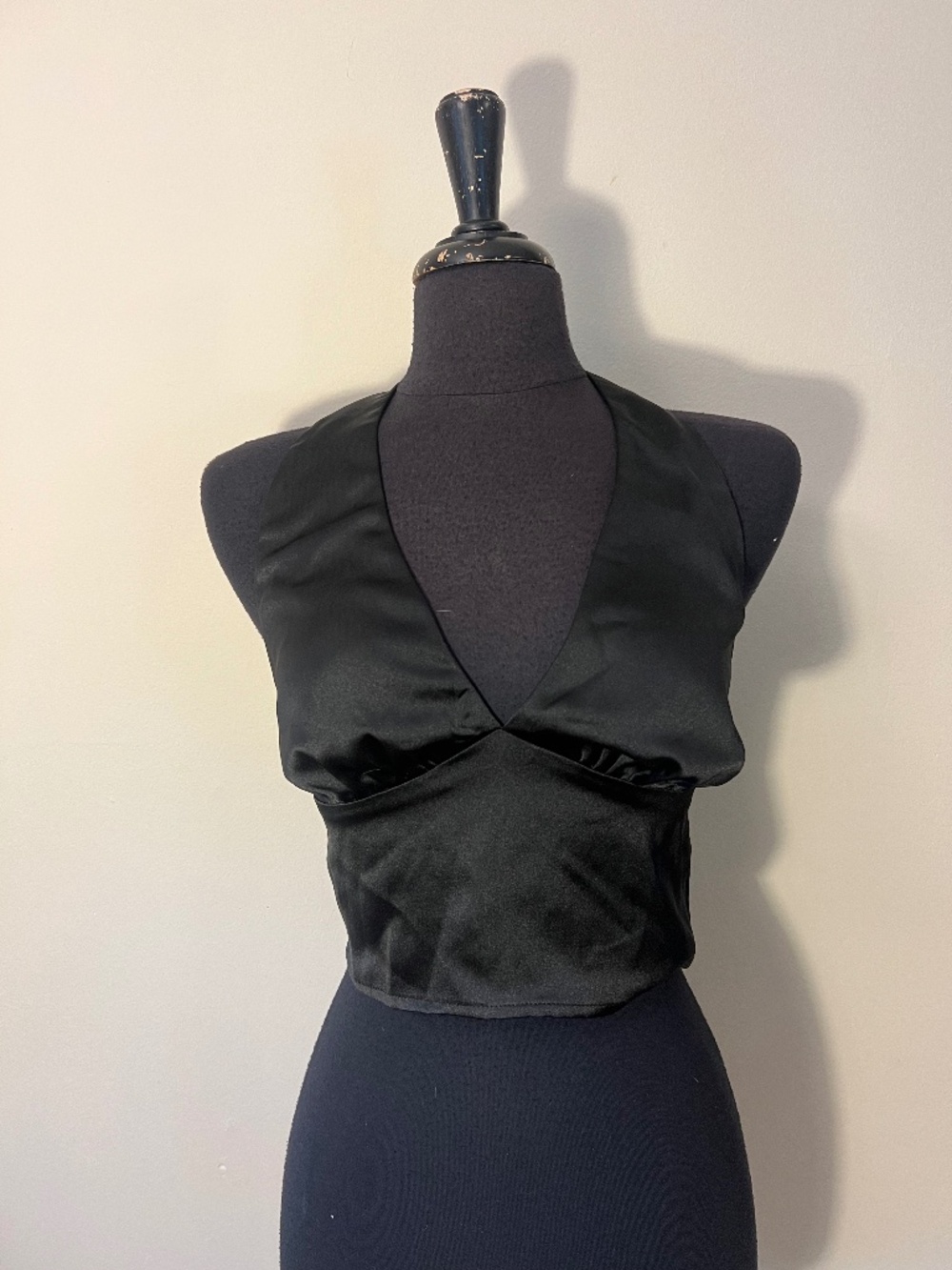 Sincerely Jules Black Satin Halter Top